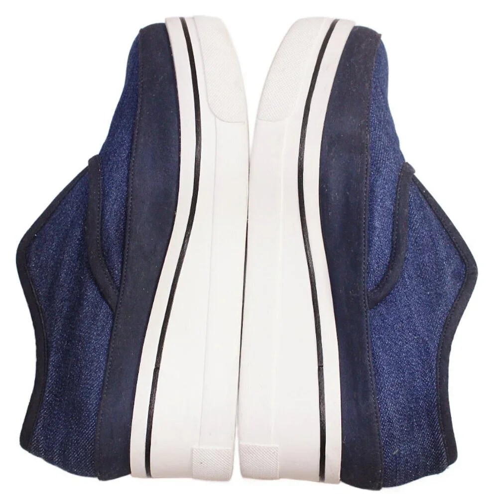 Stella McCartney Indigo Blue Denim Suede Platform Slip-On Sneaker Size 37 (US 6)